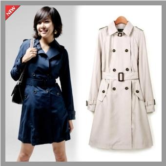Elegant double breasted trench coat - Silver Apple Korean fashion